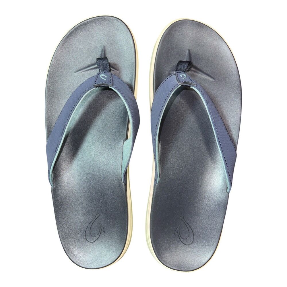 Olukai Women's Nu'a Pi'o Trench Blue Sandals Size 8